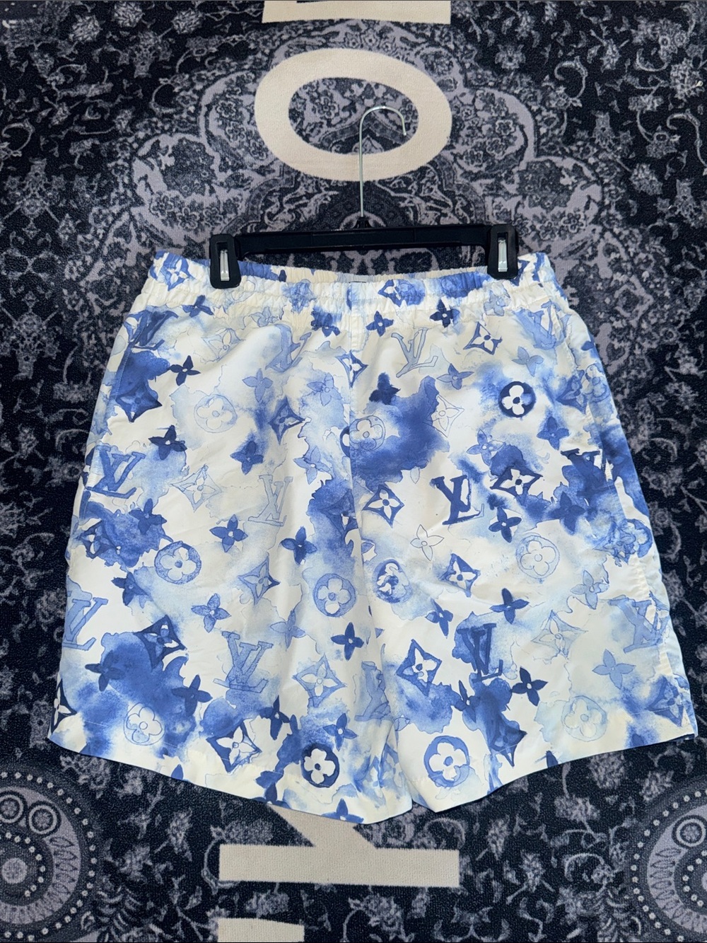 Louis Vuitton Blue & White Monogram Watercolor Swim Bermudas